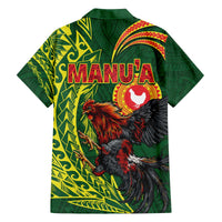 Proud of Manu'a Islands Family Matching Off The Shoulder Long Sleeve Dress and Hawaiian Shirt Rooster and Polynesian Art Wing Style