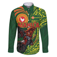 Proud of Manu'a Islands Family Matching Off The Shoulder Long Sleeve Dress and Hawaiian Shirt Rooster and Polynesian Art Wing Style