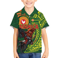 Proud of Manu'a Islands Family Matching Off The Shoulder Long Sleeve Dress and Hawaiian Shirt Rooster and Polynesian Art Wing Style