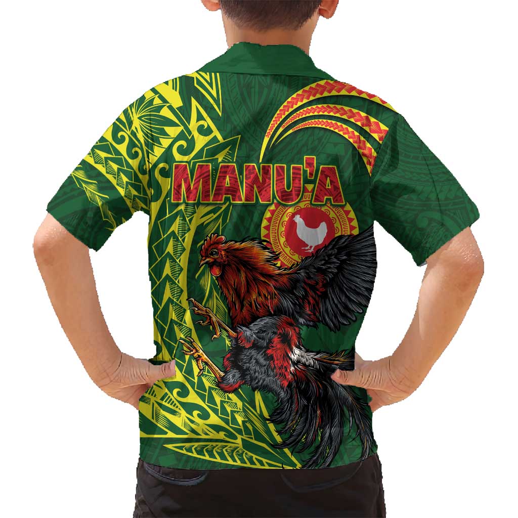 Proud of Manu'a Islands Family Matching Off Shoulder Maxi Dress and Hawaiian Shirt Rooster and Polynesian Art Wing Style