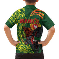 Proud of Manu'a Islands Family Matching Off Shoulder Maxi Dress and Hawaiian Shirt Rooster and Polynesian Art Wing Style