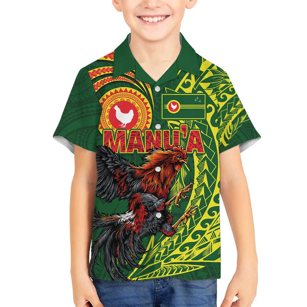 Proud of Manu'a Islands Family Matching Off Shoulder Maxi Dress and Hawaiian Shirt Rooster and Polynesian Art Wing Style
