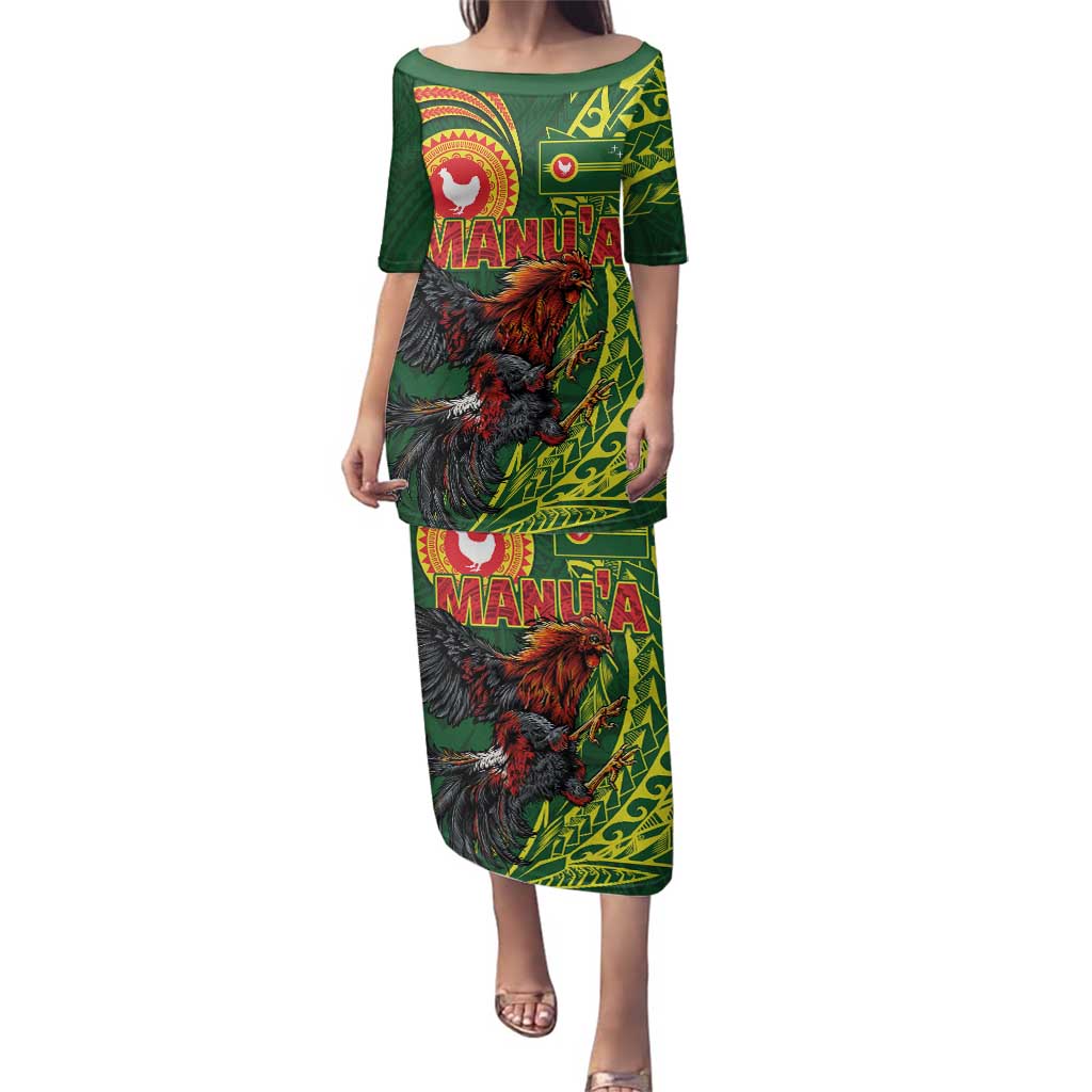 Proud of Manu'a Islands Family Matching Puletasi and Hawaiian Shirt Rooster and Polynesian Art Wing Style