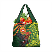 Proud of Manu'a Islands Grocery Bag Rooster and Polynesian Art Wing Style LT03 1-pack One Size Green - Polynesian Pride