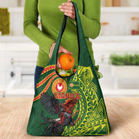 Proud of Manu'a Islands Grocery Bag Rooster and Polynesian Art Wing Style LT03 - Polynesian Pride