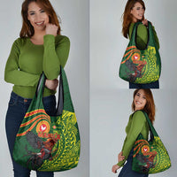 Proud of Manu'a Islands Grocery Bag Rooster and Polynesian Art Wing Style LT03 - Polynesian Pride