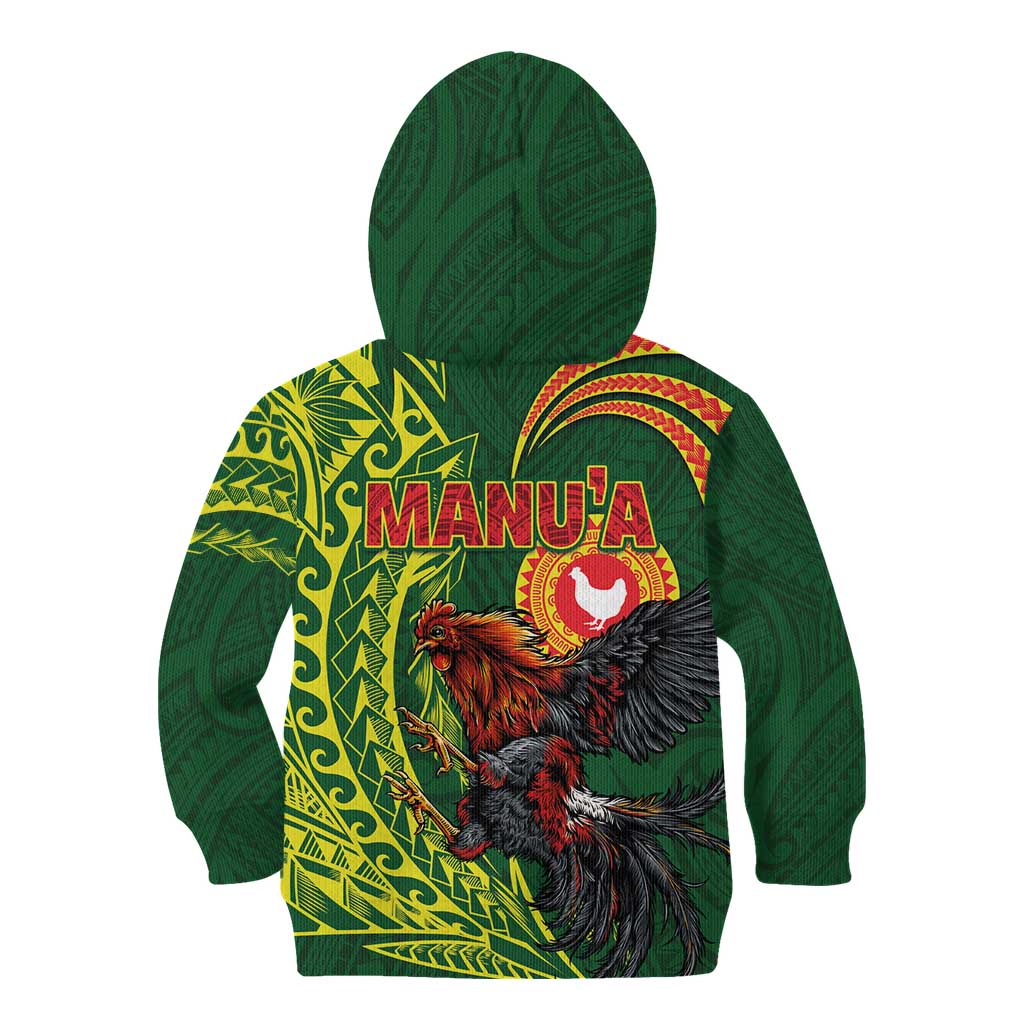 Proud of Manu'a Islands Kid Hoodie Rooster and Polynesian Art Wing Style