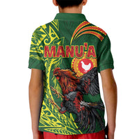 Proud of Manu'a Islands Kid Polo Shirt Rooster and Polynesian Art Wing Style