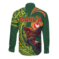 Proud of Manu'a Islands Long Sleeve Button Shirt Rooster and Polynesian Art Wing Style LT03 - Polynesian Pride