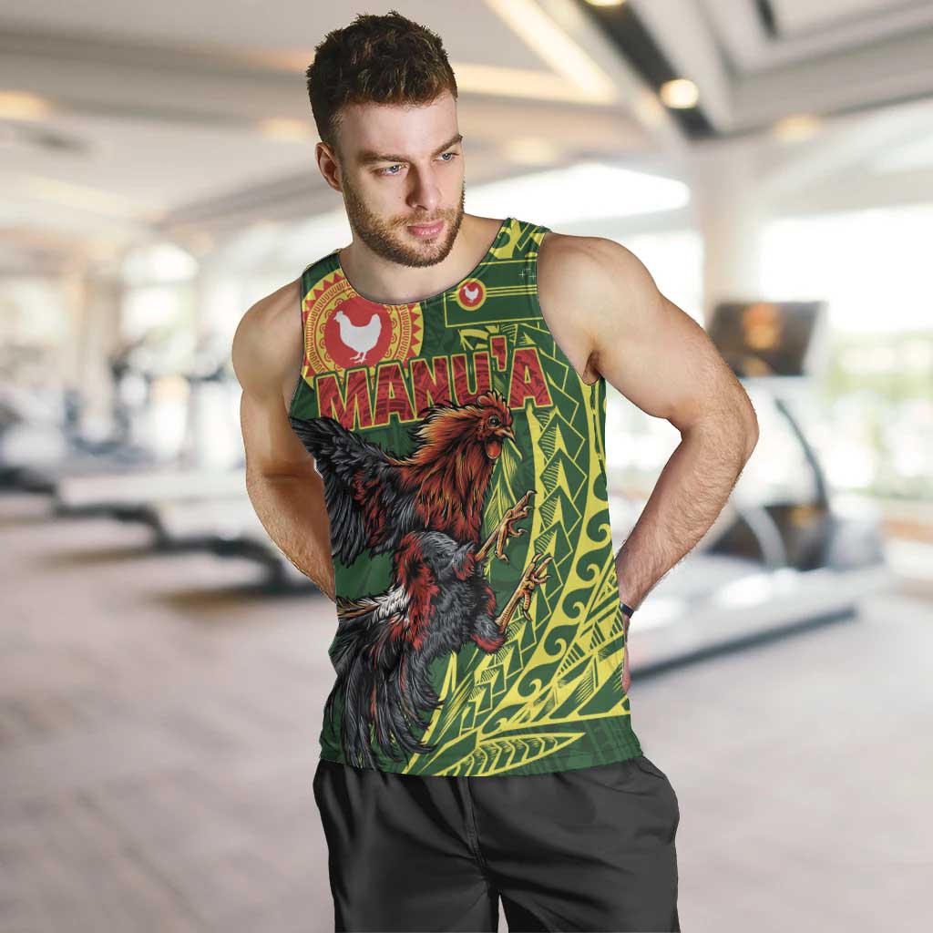 Proud of Manu'a Islands Men Tank Top Rooster and Polynesian Art Wing Style LT03 Green - Polynesian Pride