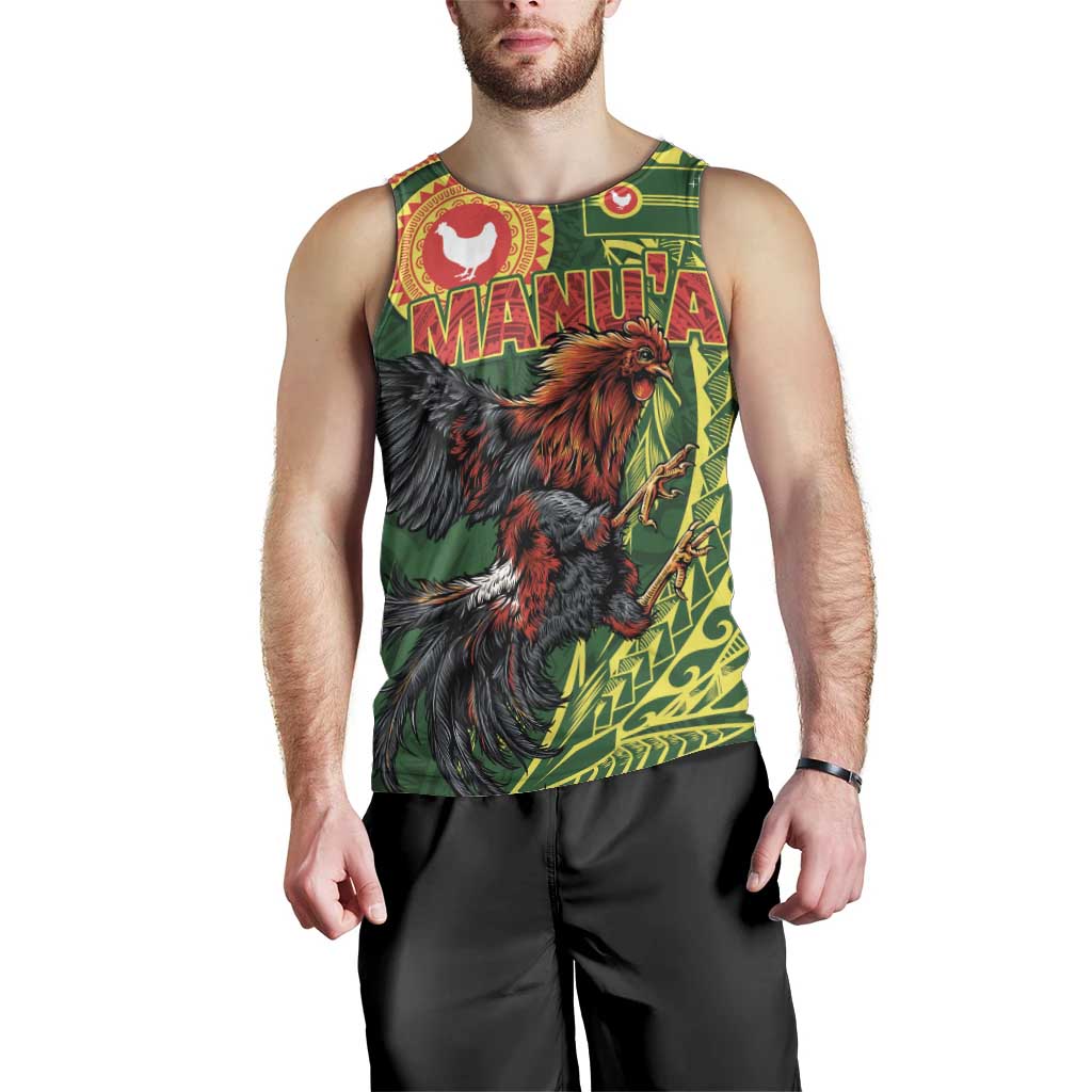 Proud of Manu'a Islands Men Tank Top Rooster and Polynesian Art Wing Style LT03 - Polynesian Pride