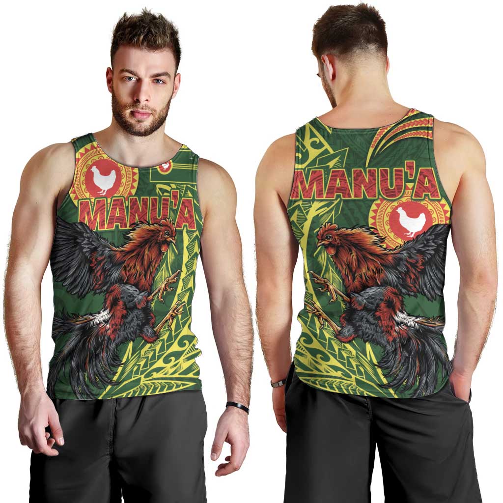 Proud of Manu'a Islands Men Tank Top Rooster and Polynesian Art Wing Style LT03 - Polynesian Pride