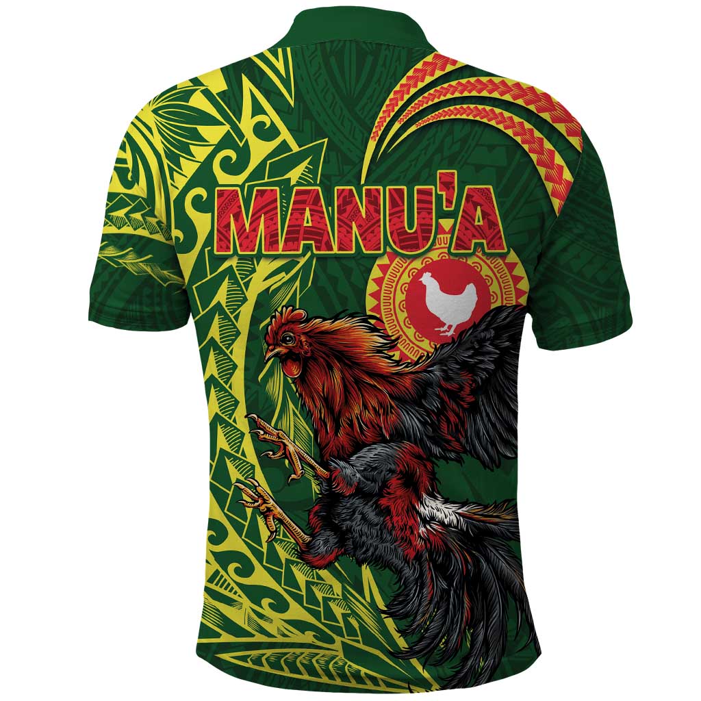 Proud of Manu'a Islands Polo Shirt Rooster and Polynesian Art Wing Style
