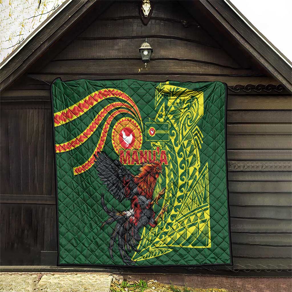 Proud of Manu'a Islands Quilt Rooster and Polynesian Art Wing Style