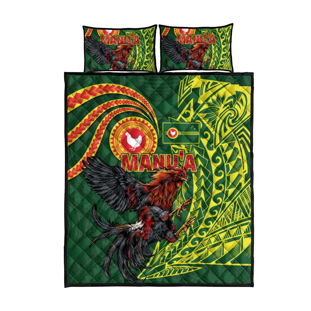 Proud of Manu'a Islands Quilt Bed Set Rooster and Polynesian Art Wing Style
