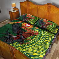 Proud of Manu'a Islands Quilt Bed Set Rooster and Polynesian Art Wing Style