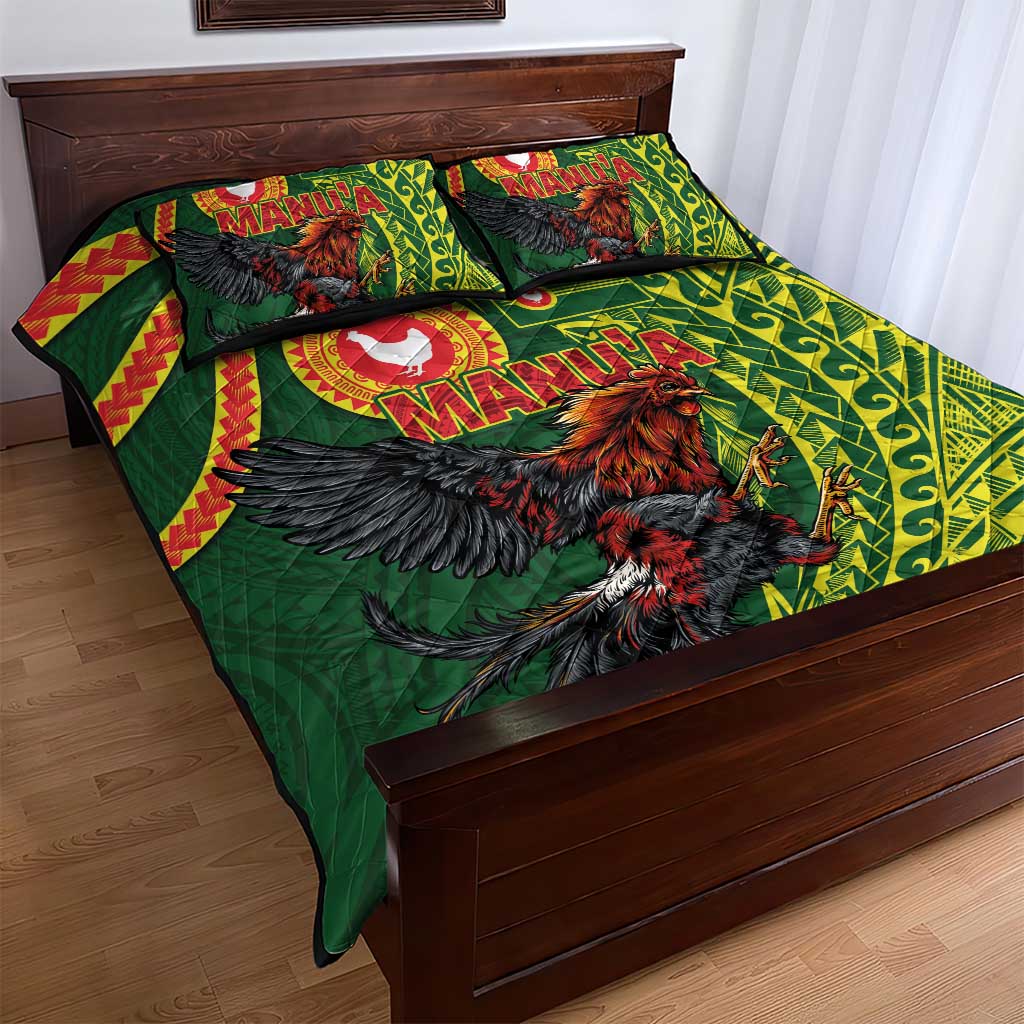 Proud of Manu'a Islands Quilt Bed Set Rooster and Polynesian Art Wing Style