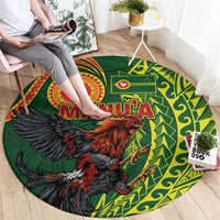 Proud of Manu'a Islands Round Carpet Rooster and Polynesian Art Wing Style