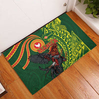 Proud of Manu'a Islands Rubber Doormat Rooster and Polynesian Art Wing Style LT03 - Polynesian Pride