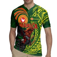 Proud of Manu'a Islands Rugby Jersey Rooster and Polynesian Art Wing Style