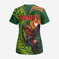 Proud of Manu'a Islands Scrub Top Rooster and Polynesian Art Wing Style LT03 - Polynesian Pride