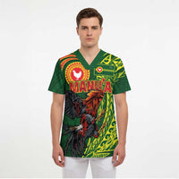 Proud of Manu'a Islands Scrub Top Rooster and Polynesian Art Wing Style LT03 - Polynesian Pride