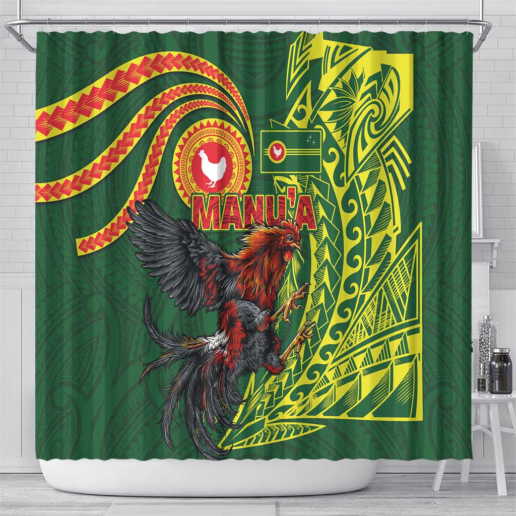 Proud of Manu'a Islands Shower Curtain Rooster and Polynesian Art Wing Style