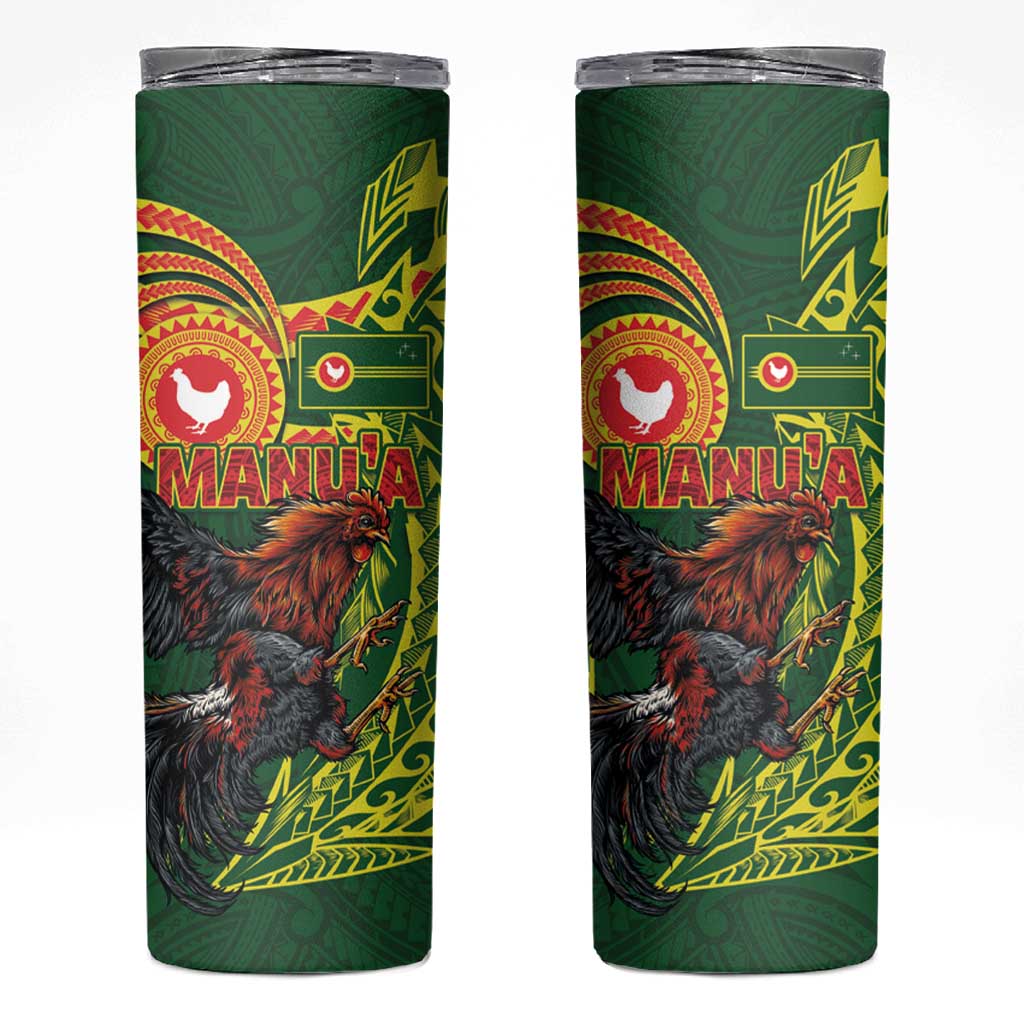 Proud of Manu'a Islands Skinny Tumbler Rooster and Polynesian Art Wing Style