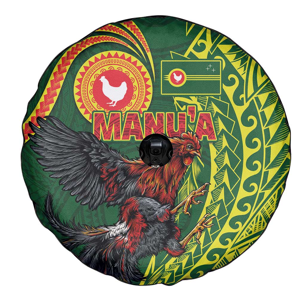 Proud of Manu'a Islands Spare Tire Cover Rooster and Polynesian Art Wing Style