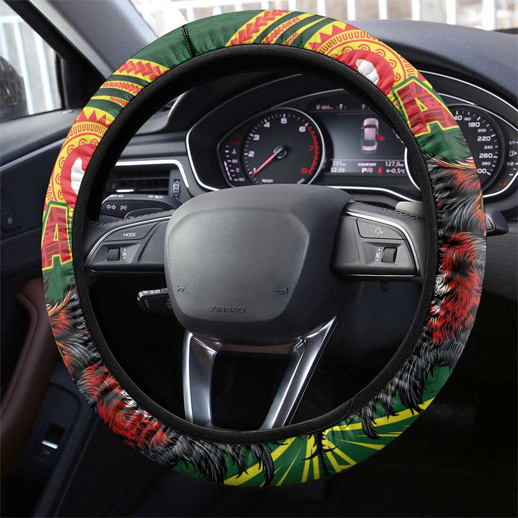 Proud of Manu'a Islands Steering Wheel Cover Rooster and Polynesian Art Wing Style LT03 - Polynesian Pride