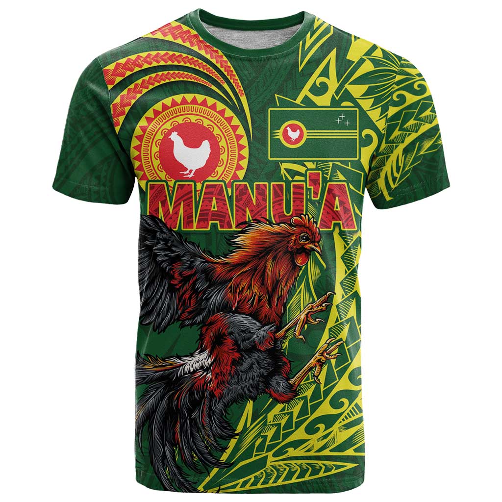 Proud of Manu'a Islands T Shirt Rooster and Polynesian Art Wing Style