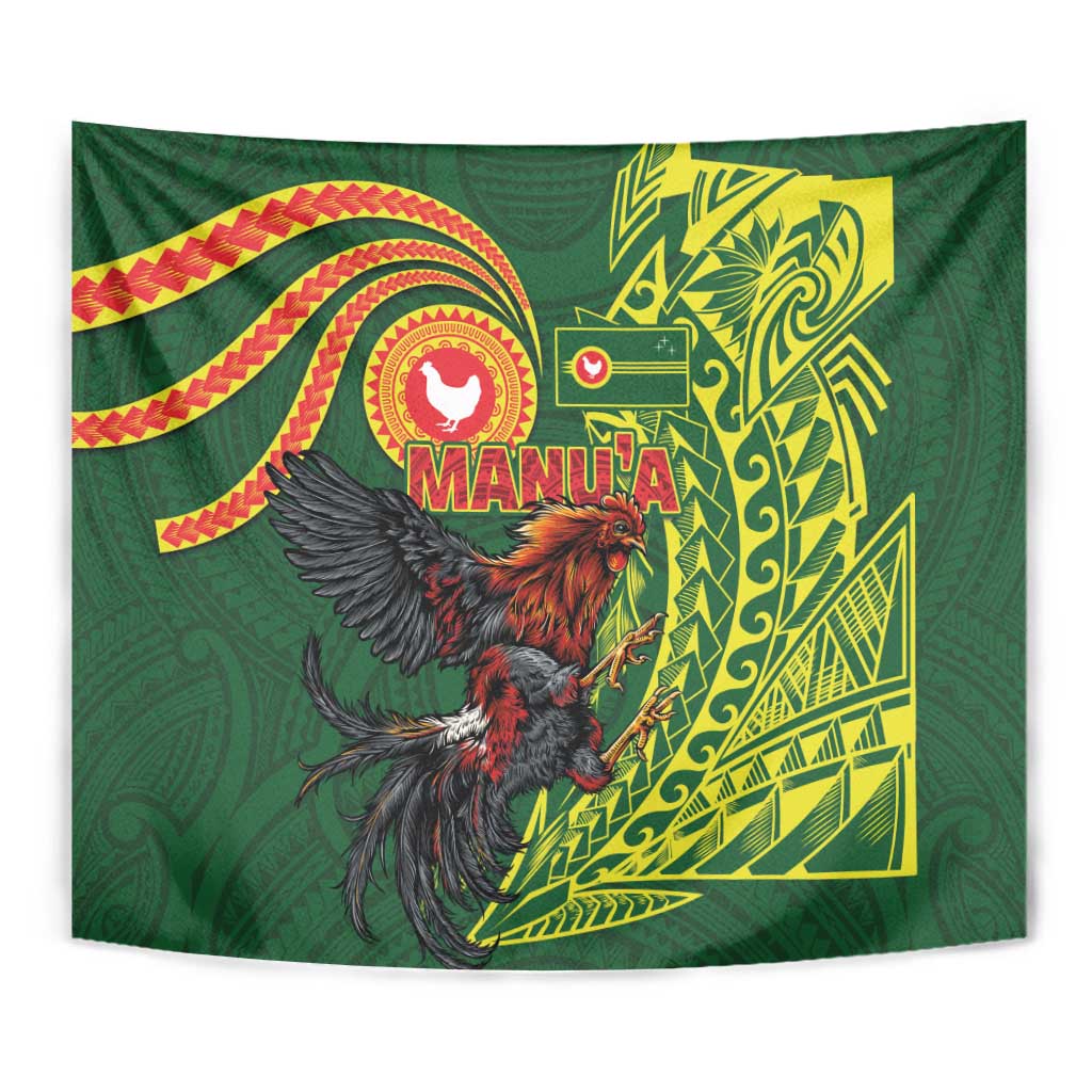Proud of Manu'a Islands Tapestry Rooster and Polynesian Art Wing Style