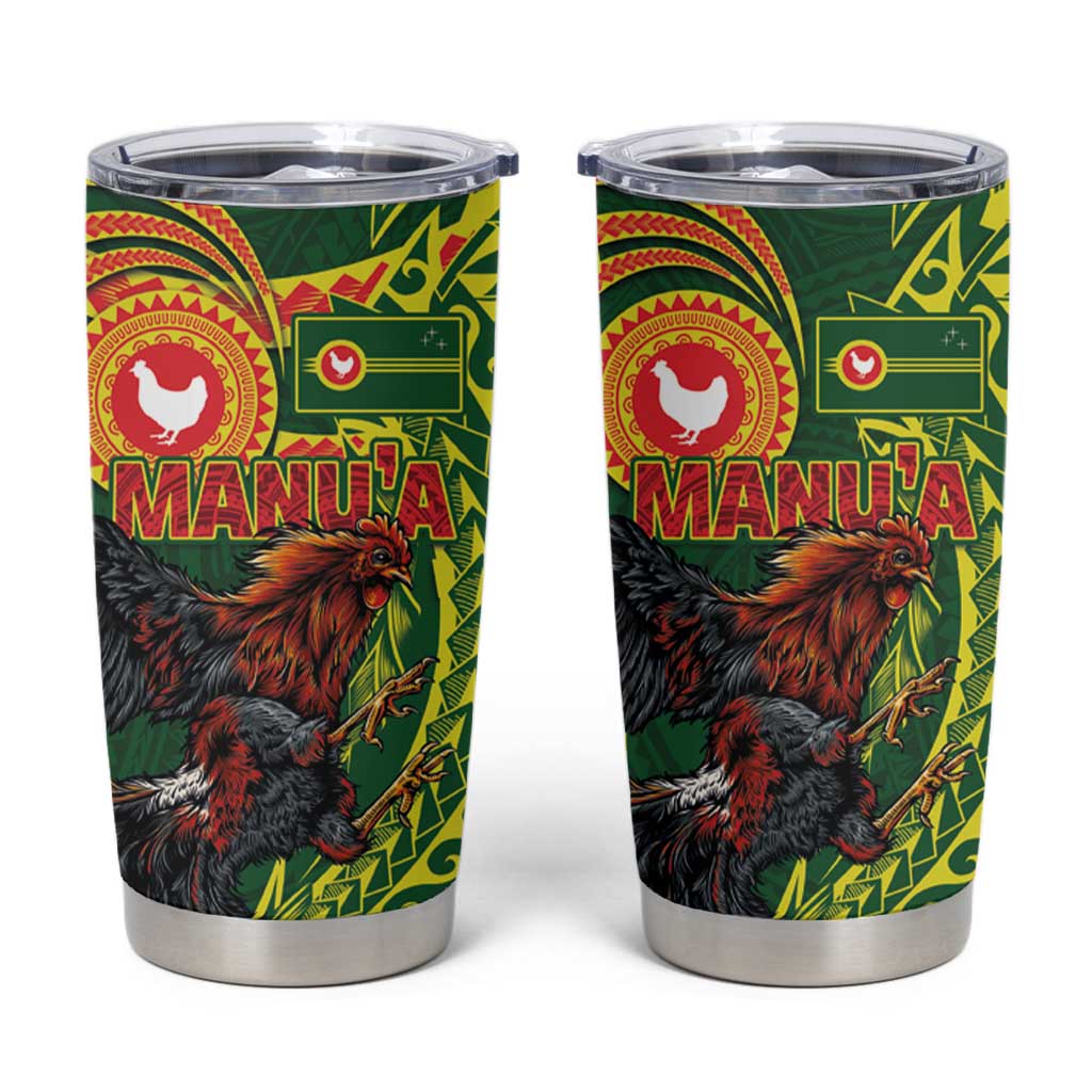 Proud of Manu'a Islands Tumbler Cup Rooster and Polynesian Art Wing Style