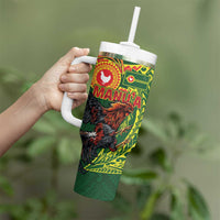Proud of Manu'a Islands Tumbler With Handle Rooster and Polynesian Art Wing Style