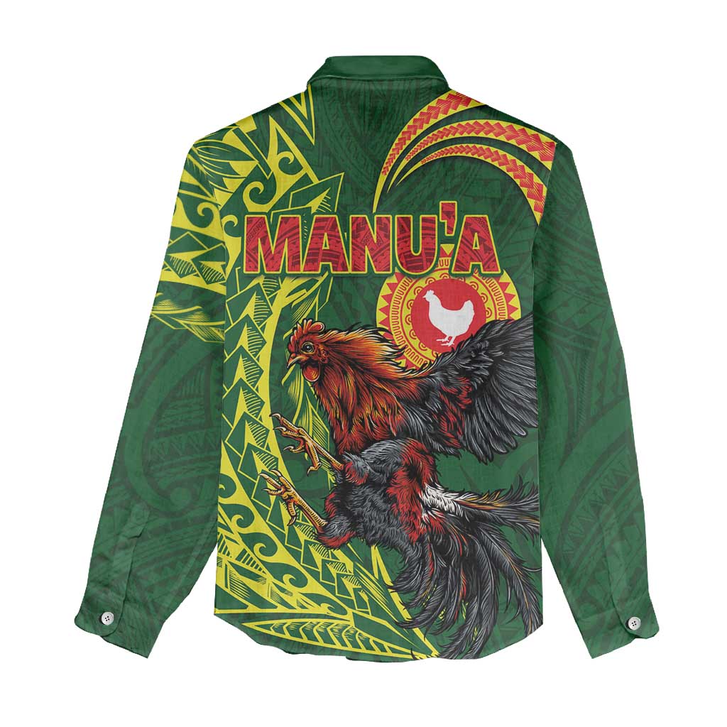 Proud of Manu'a Islands Women Casual Shirt Rooster and Polynesian Art Wing Style