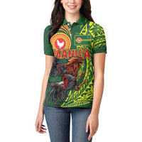 Proud of Manu'a Islands Women Polo Shirt Rooster and Polynesian Art Wing Style