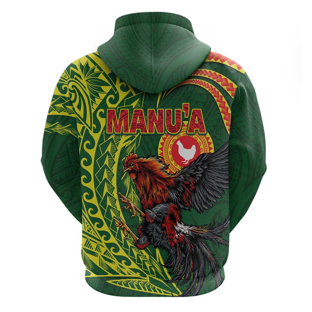 Proud of Manu'a Islands Zip Hoodie Rooster and Polynesian Art Wing Style