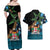 Fiji Day Couples Matching Off Shoulder Maxi Dress and Hawaiian Shirt Palm Tree With Plumeria Tapa Tribal Pattern