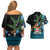 Fiji Day Couples Matching Off Shoulder Short Dress and Hawaiian Shirt Palm Tree With Plumeria Tapa Tribal Pattern