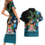 Fiji Day Couples Matching Short Sleeve Bodycon Dress and Hawaiian Shirt Palm Tree With Plumeria Tapa Tribal Pattern