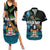 Fiji Day Couples Matching Summer Maxi Dress and Hawaiian Shirt Palm Tree With Plumeria Tapa Tribal Pattern