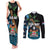 Fiji Day Couples Matching Tank Maxi Dress and Long Sleeve Button Shirt Palm Tree With Plumeria Tapa Tribal Pattern