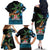 Fiji Day Family Matching Off The Shoulder Long Sleeve Dress and Hawaiian Shirt Palm Tree With Plumeria Tapa Tribal Pattern