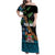 Fiji Day Family Matching Off Shoulder Maxi Dress and Hawaiian Shirt Palm Tree With Plumeria Tapa Tribal Pattern