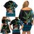 Fiji Day Family Matching Off Shoulder Short Dress and Hawaiian Shirt Palm Tree With Plumeria Tapa Tribal Pattern