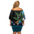 Fiji Day Family Matching Off Shoulder Short Dress and Hawaiian Shirt Palm Tree With Plumeria Tapa Tribal Pattern