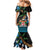 Fiji Day Mermaid Dress Palm Tree With Plumeria Tapa Tribal Pattern