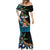 Fiji Day Mermaid Dress Palm Tree With Plumeria Tapa Tribal Pattern