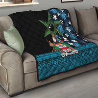 Fiji Day Quilt Palm Tree With Plumeria Tapa Tribal Pattern