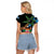 Fiji Day Raglan Cropped T Shirt Palm Tree With Plumeria Tapa Tribal Pattern